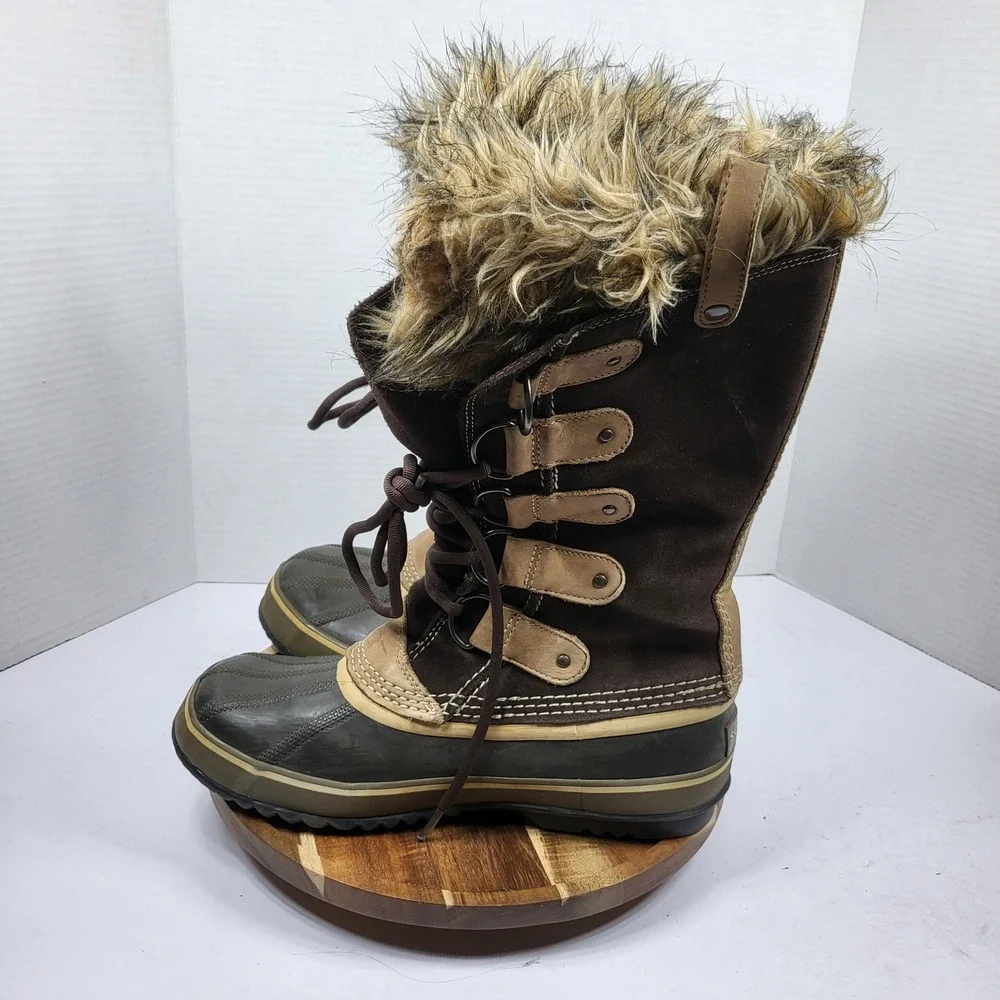 Sorel Joan of Arctic Women 9 Brown Excellent Waterproof Snow Boots NL1540-248